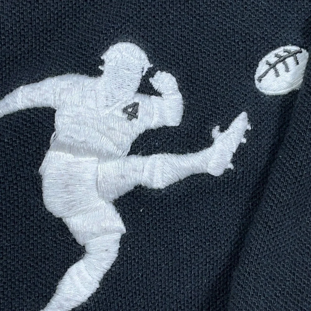 Vintage Ralph Lauren Rugby Polo Shirt Men XL Black White Big Kicker Crest Patch - Picture 5 of 12